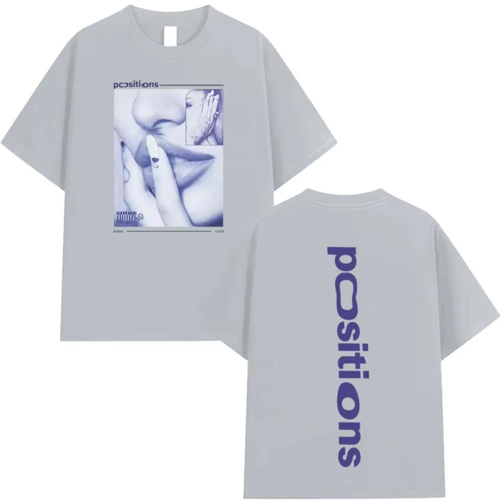 

Ariana Grande Positions Album Double Sided Print T Shirt Hipster Men Women Harajuku Fashion Clothing T-shirts Cozy Cotton Tshirt 4XL