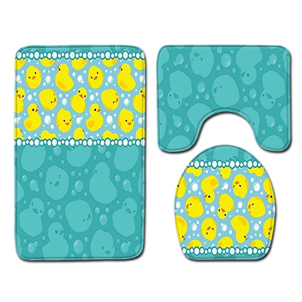 Covor de podea creativ din trei piese pentru toaletă, covor de ușă, covor de baie, covor de ușă moale antiderapant