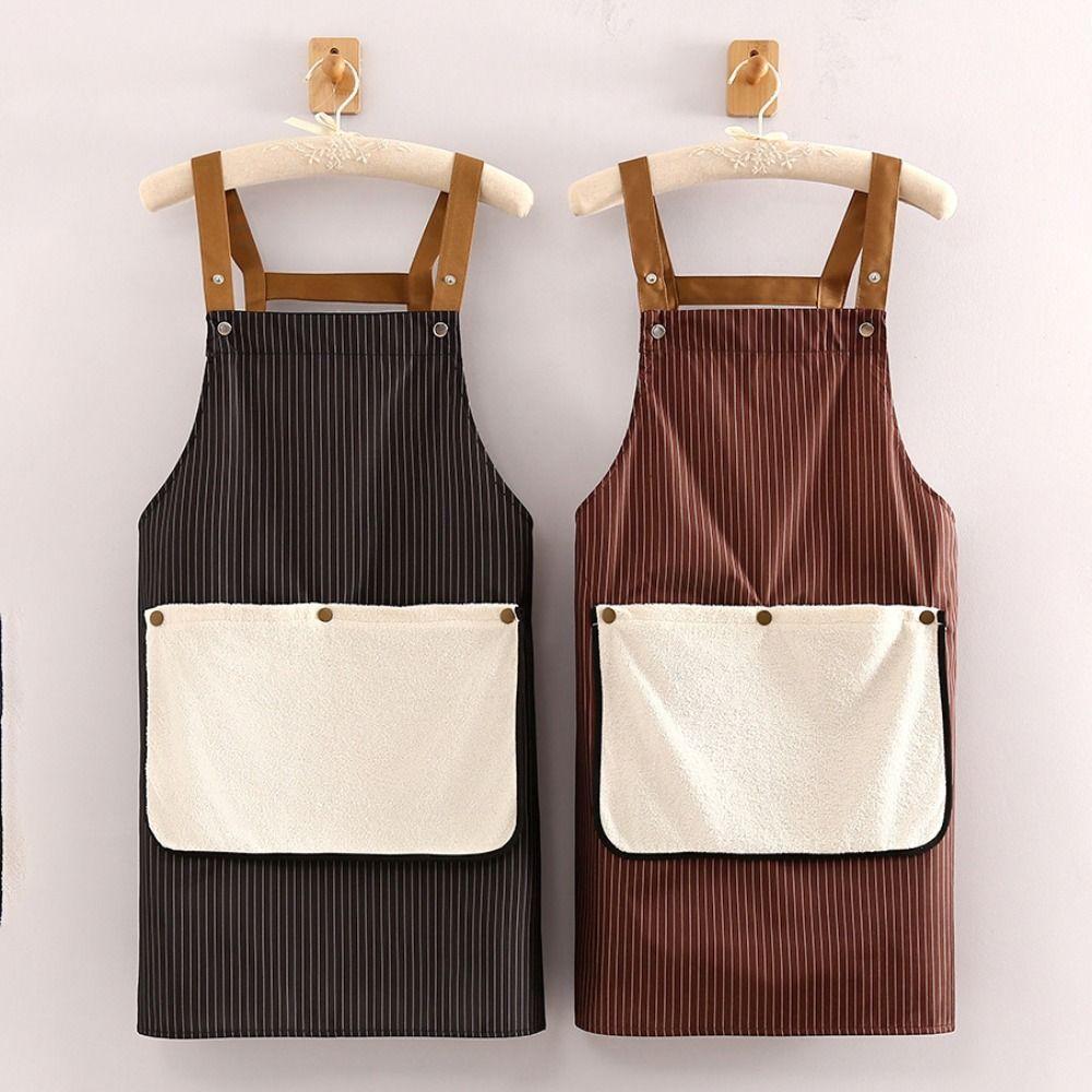 Verdickte Haushaltskochschürze Wasserdicht Ölfest Kaffee Latzschürze Abnehmbares Handtuch Küchenzubehör