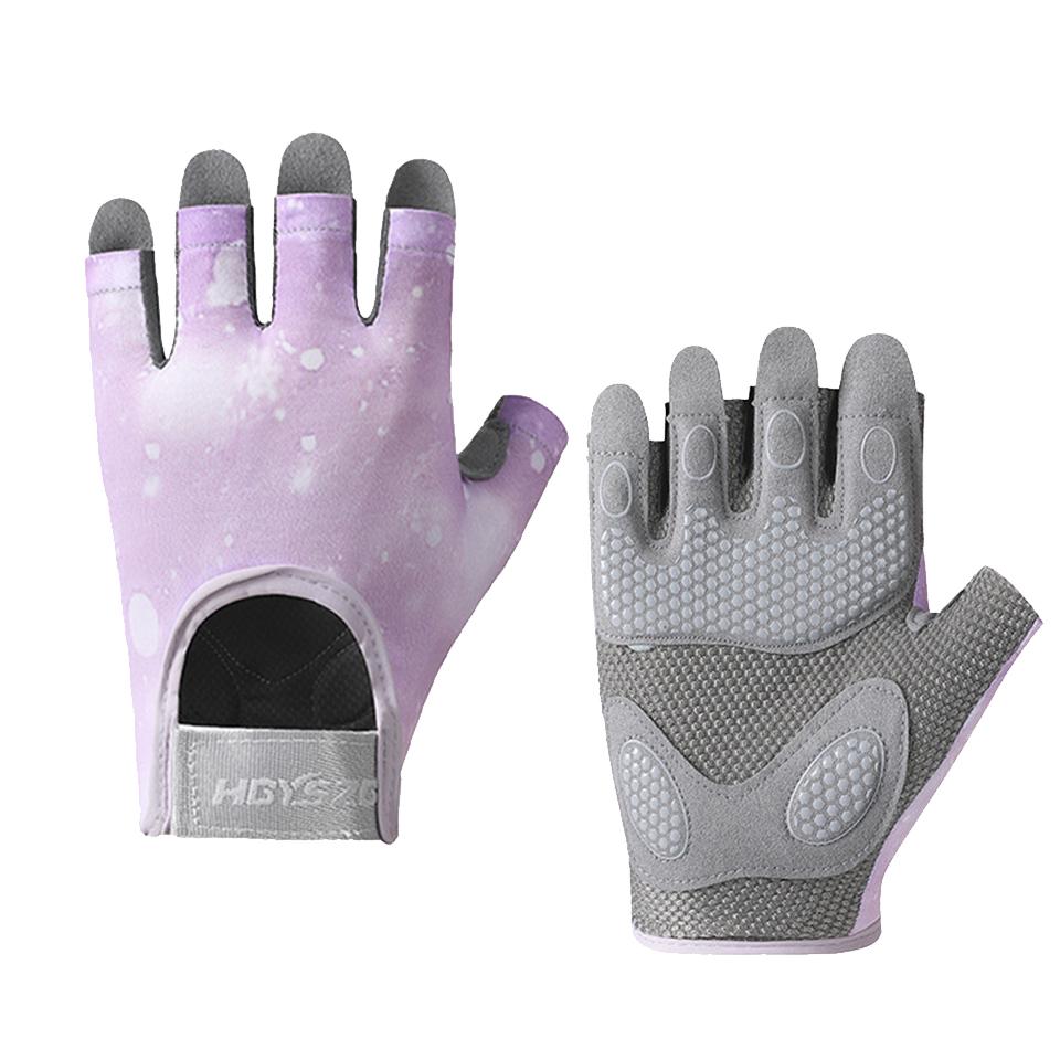 Gobygo Summer Half Finger Gloves Anti-Slip Breathable Shock-Absorbing Elastic Half Gloves Ladies Fitness Yoga Outdoor Cycling