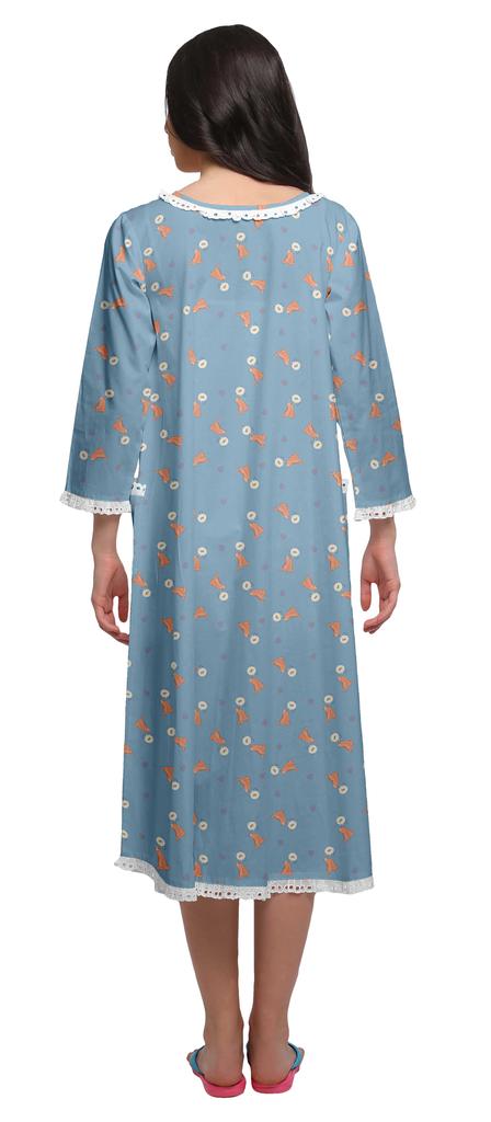 Moomaya Îmbrăcăminte de noapte din bumbac cu 3 4 mâneci imprimate pentru femei