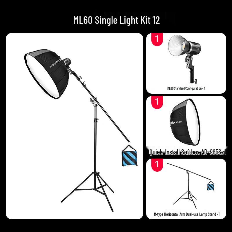 Godox ML60 LED Video Light Kit with S65 Softbox