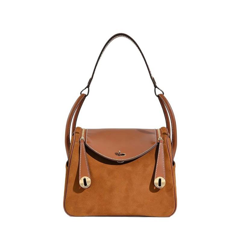 2025 Women's Bag First-layer Cowhide Lindi Matte Leather Large-capacity Fashionable Commuter Doctor Shoulder