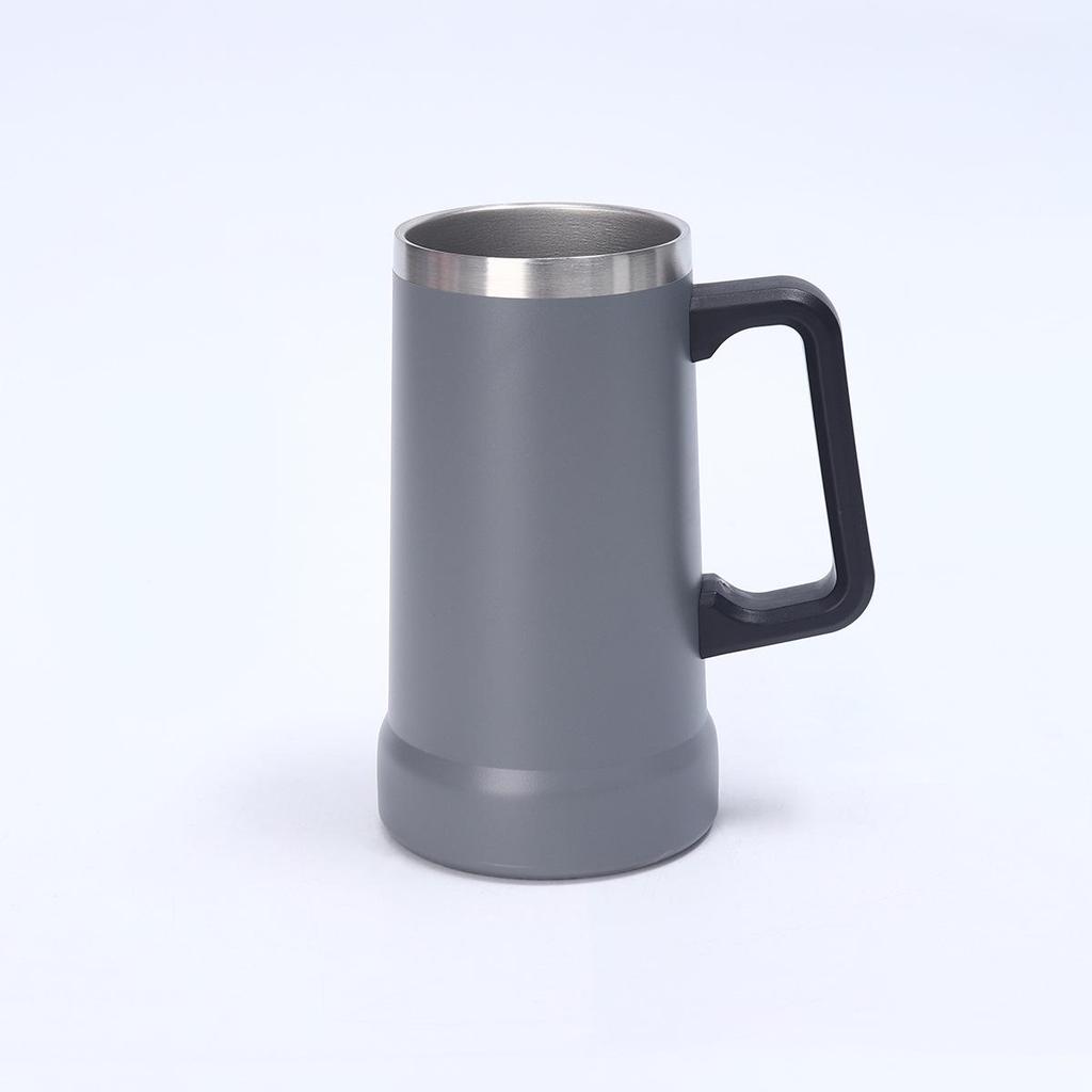 24oz doppelwandiger Bierkrug aus Edelstahl mit Henkel - Großes Fassungsvermögen, brasilianischer Stil