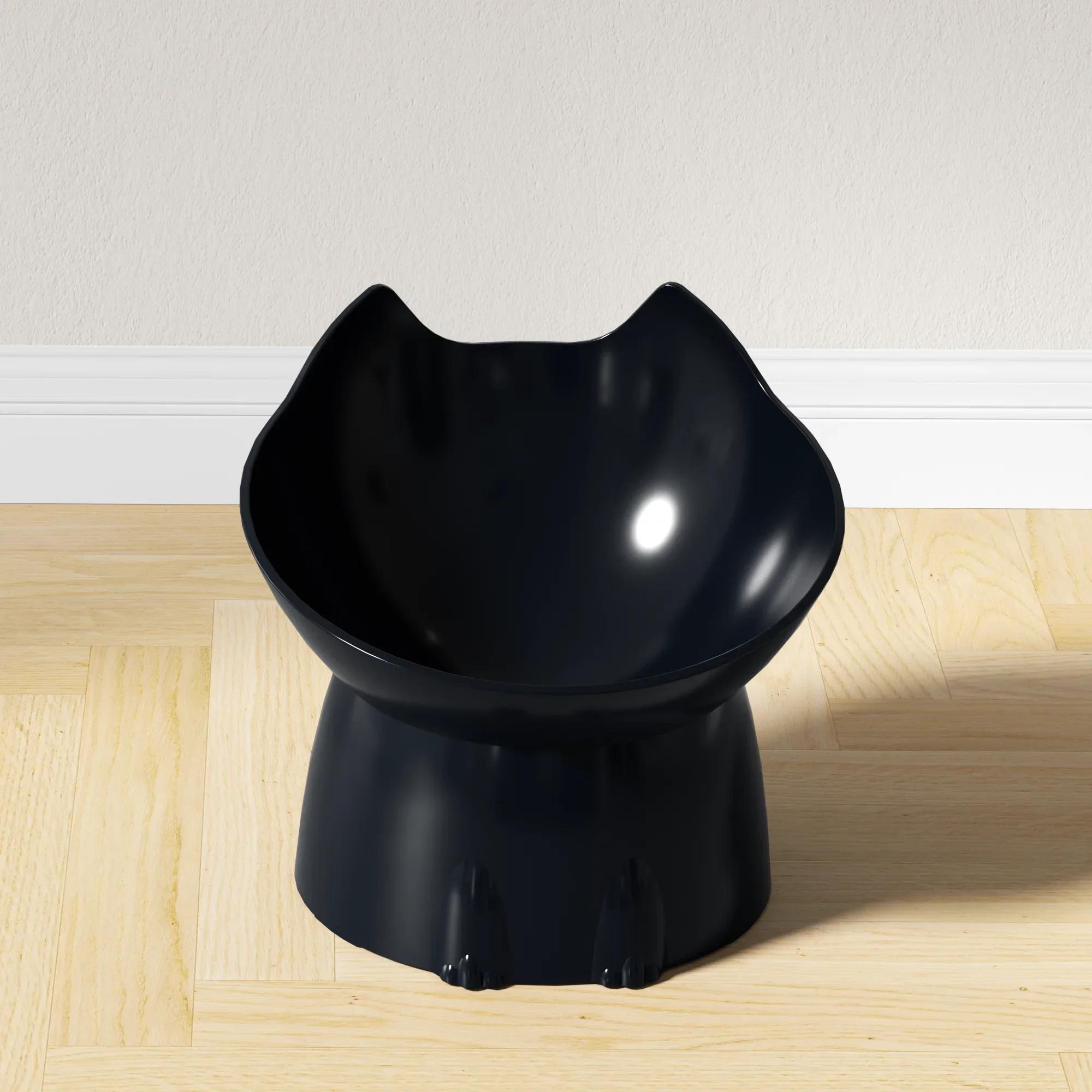

Dish Plastic with Elevated Edge, Food Bowl, Neck Pet Cat Raised Feeding Protection Tilted Kitty 1pc WhiskerWare Anti-Tip чёрный