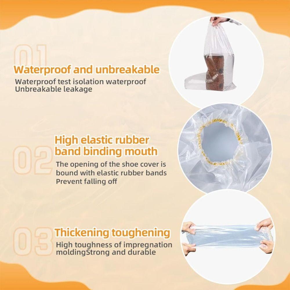 10Pcs Waterproof Rain Shoes Cover Thickened Non-slip Disposable Shoe Cover Wear-resistant with Rubber Band Long Boot Covers