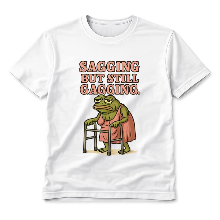 Sagging But Still Gagging Frog T-Shirt Unisex Funny Dark Cartoon Graphic Tee S разноцветный