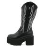 Fashion New Embroidered Sleeve Round Toe Western Boots One Foot Cavalier Boots Thick Bottom Waterproof Platform  Knee Women's Boots
