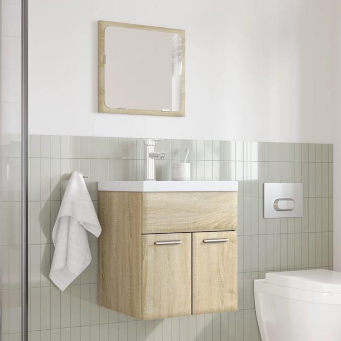 VidaXL Ensemble de meubles de salle de bain 3 pcs chêne sonoma, armoire de salle de bain, meuble de salle de bain, miroir de 3324986