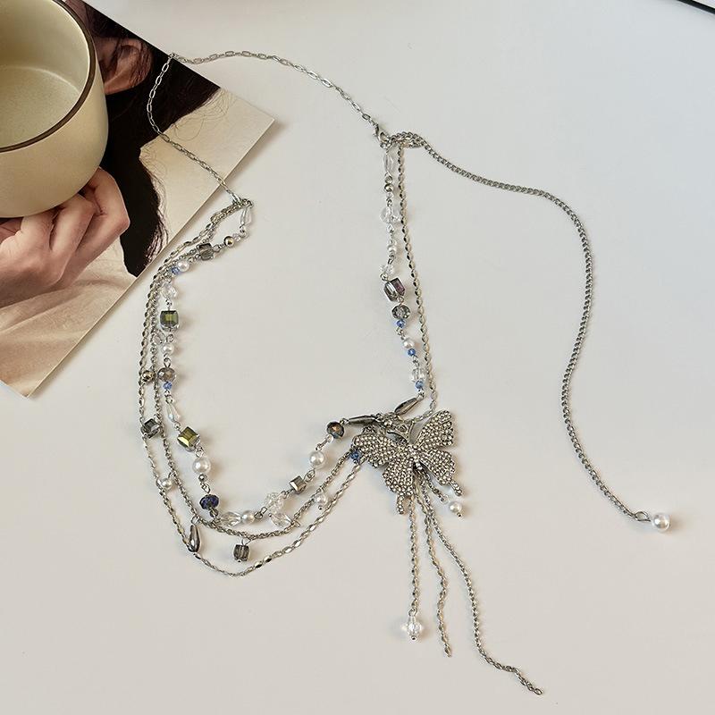 Simple Shiny Butterfly Decoration Waistband Thin Belt Women Girls Fashion Adjustable Metal Waist Strap Punk Slim Body Chains