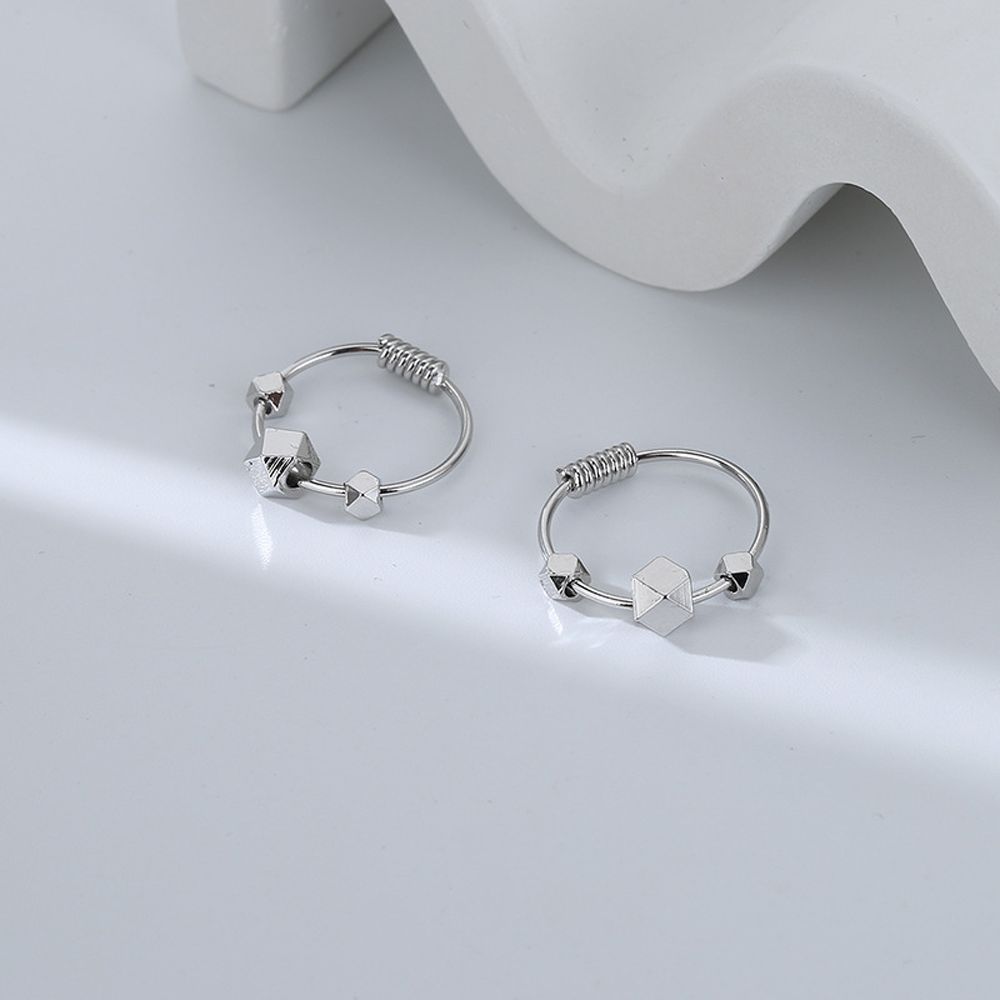 

Jewelry Girls Cube Beads Paved Stones Hoop Earrings Korean Style Round Ear Buckle Women Earrings