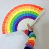 Rainbow Folding Fan Bright Color Lightweight Compact Size Colorful Hand Folding Fan Party Decoration
