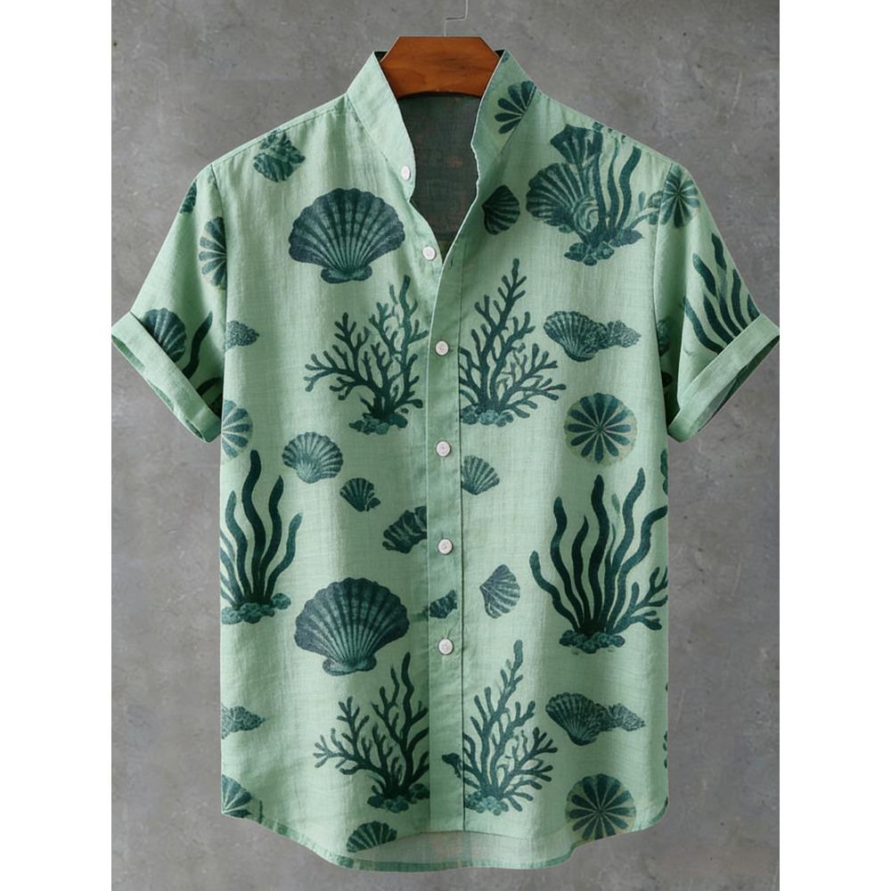 2026 Men's New Fun Short-Sleeved Shirt Turtle Octopus Whale 3D HD Printed Shirt Hawaiian Vacation Social Men's Clothing