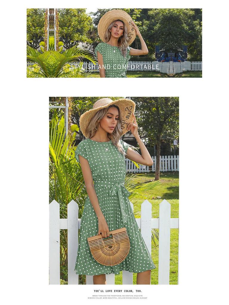 Russia Summer New Polka Dot Midi Dress - Casual Round Neck Arrival