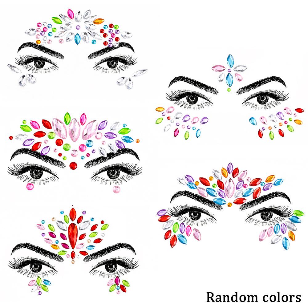 Colorful Rhinestone Face Decorations for Music Festivals & Parties