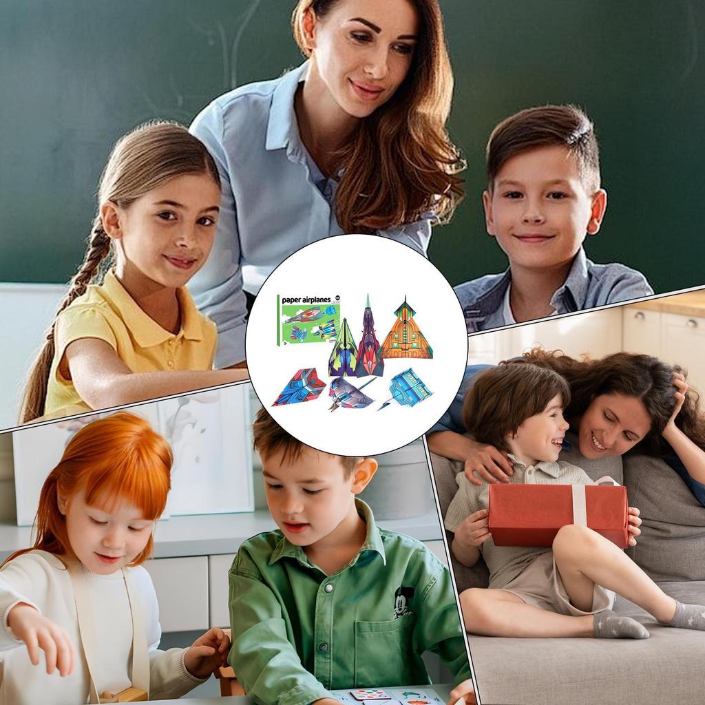 Paper Airplane Book 12 Patterns Kids Art Craft Toys Colored Paper Projects for Classroom Travel Party Game Christmas Gifts