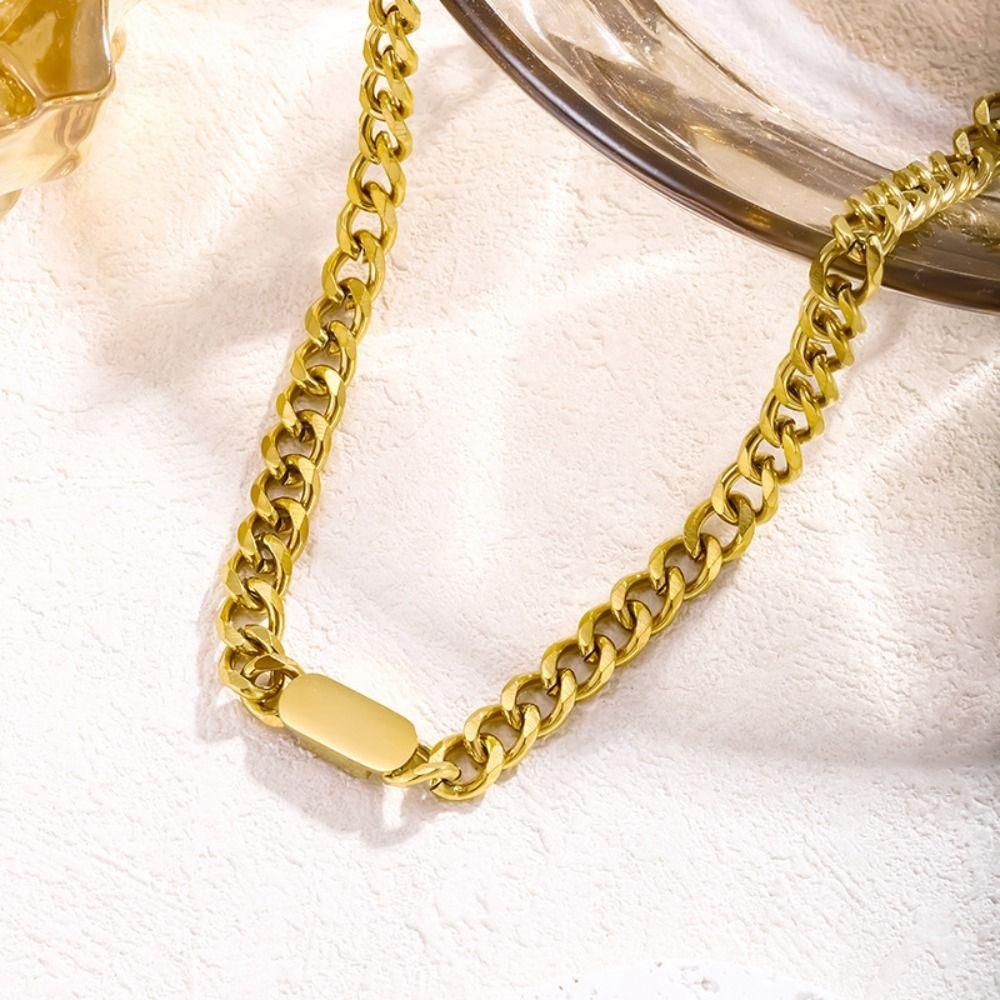 Simple Titanium Steel Necklace Cuban Punk Necklace Bracelet Ins Hip Hop Chain Necklace  Women Men