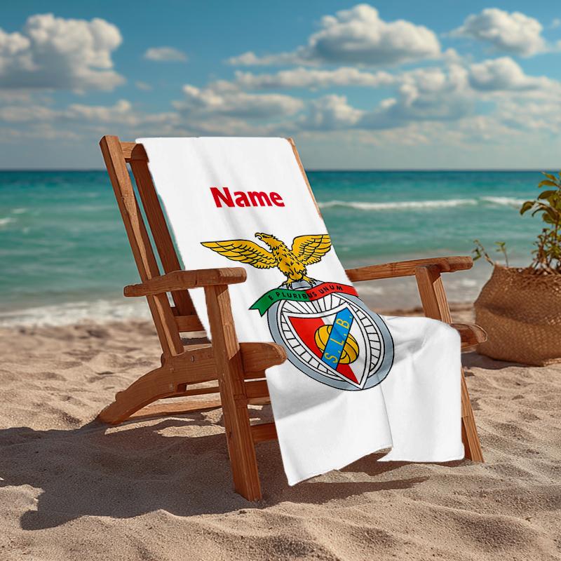 Custom Name Ultra-Soft Beach Towel with S.L. Benfica Theme,Ideal for Pool - Camping, Diving - Perfect Travel Essential, Vibrant Beach Towel.