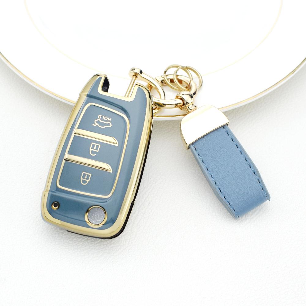 TPU Holder Shell for Hyundai Elantra Solaris Tucson I30 I35 I40 KONA Genesis Santa Fe Azera TPU Car Flip Key Case Cover