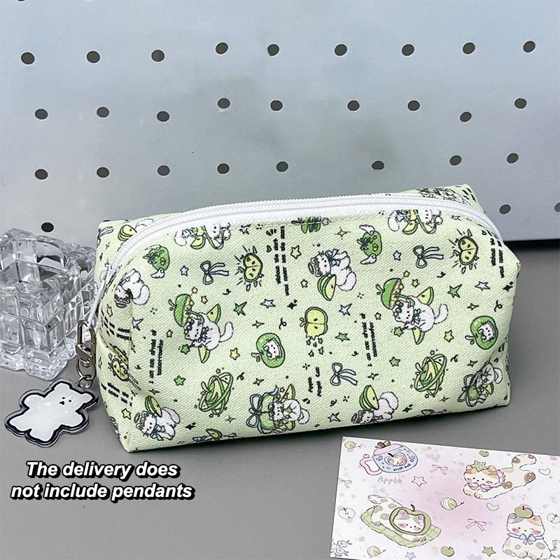 Cartoon Fruit Cat Pencil Bag Large Capacity Pencil Case Ins Style Fresh Cosmetic Bag Student Stationery Storage Pouch