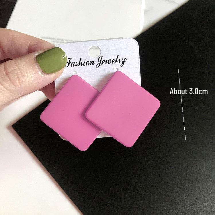 Trendy Geometric Frosted Candy Color Acrylic Earrings