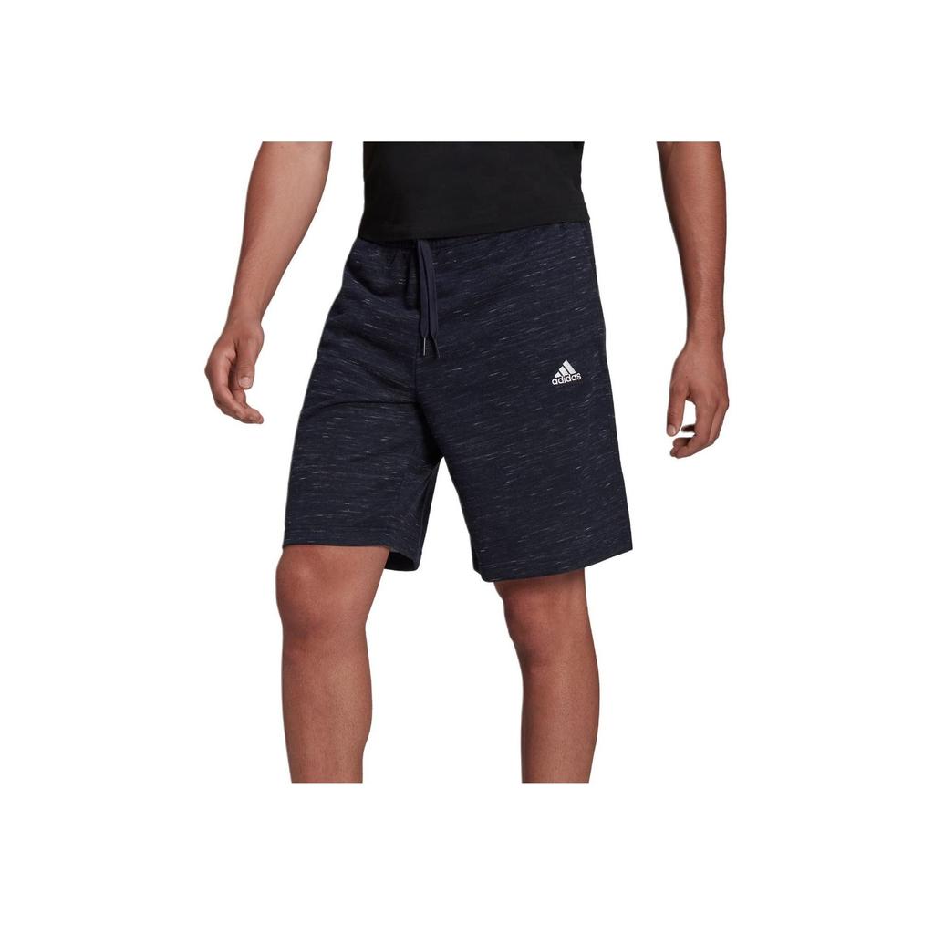 Adidas Essentials Mélange Shorts With Printed Logo Outdoor Sports Elastic Waist Mid-Rise Casual Shorts Men Shorts Legendary-Ink-Blue HE1799