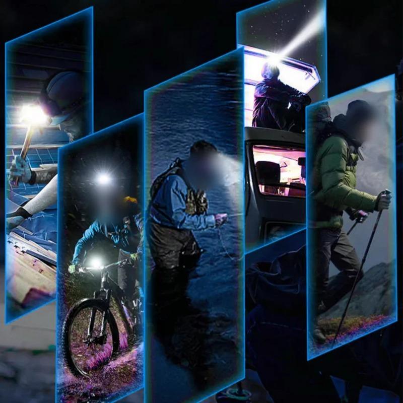 USB C Rechargeable Headlights Motion Sensor Digital Power Display Headlamp Portable Head Lamp Fishing Forehead Flashlight Porta