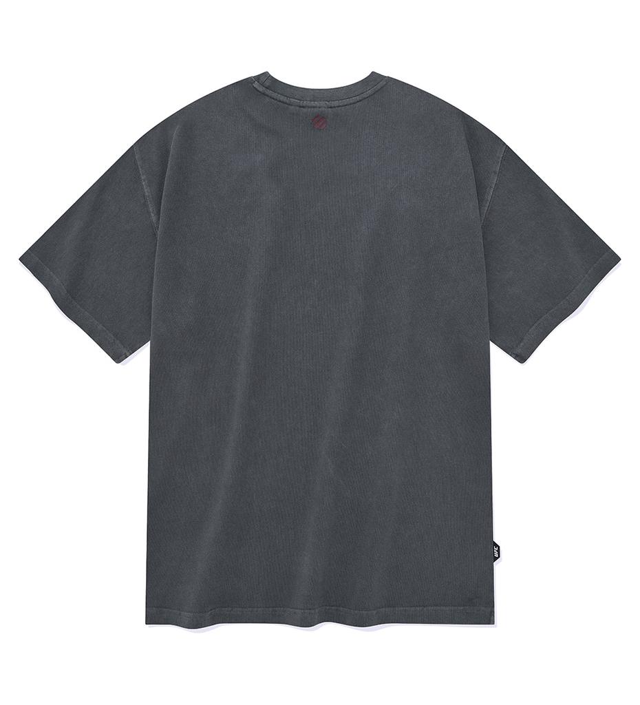 UFC SPORT Ufc Arch Logo Relaxed Fit Dyed Short Sleeve T-Shirt Charcoal U2Ssu2337Ch