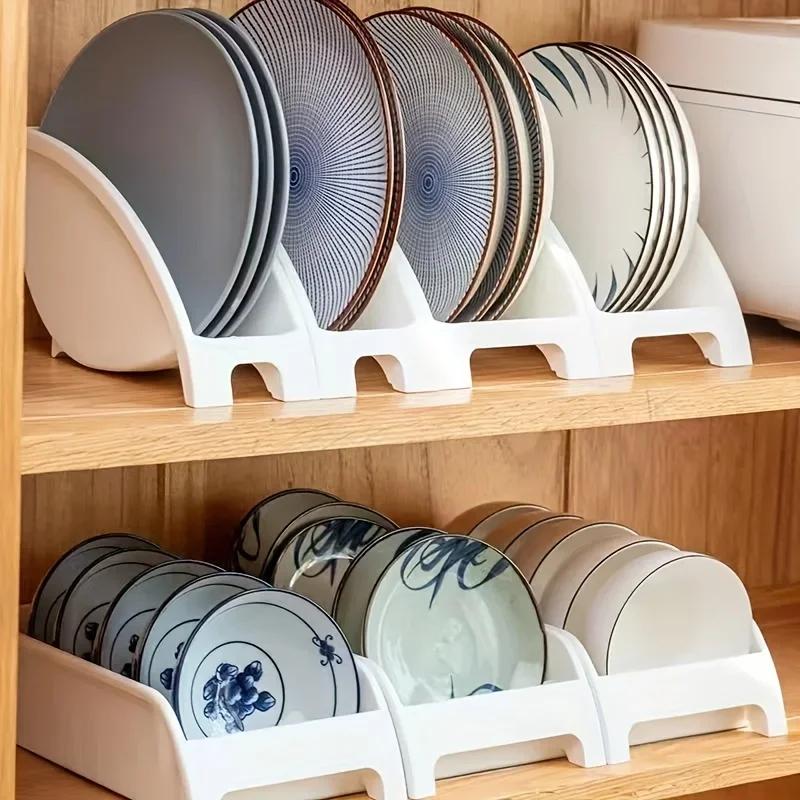 Kitchen Shelves, Dish Dishes Dishes Tableware Storage Draining Rack, Home Multifunctional Rack, Holds Plates In Upright Position