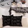 Halloween Pillow Cover 18"x18" Ghost Throw Pillow Cover Plush Bat Zippered Pillow Case for Home Living Room Bedroom Decoration