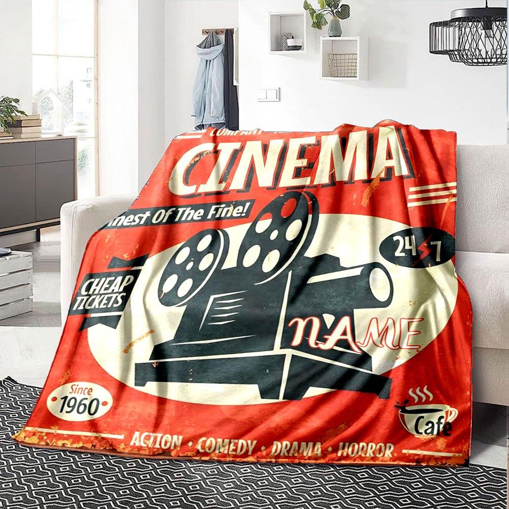 Cinema Vintage Poster Gift Personalized Blanket Personalized Name Ultra Soft Suitable For Sofa Couch Office Bed Picnics For All Occasions Warmthful