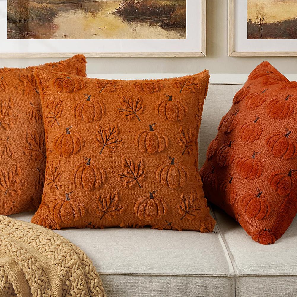 1/2PCS Halloween Ghost Pumpkin Pillowcase Washable Plush Soft Cushion Cover Comfortable Pillow Cover for Sofa Bedroom Home Decor