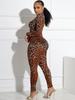 Sexy Leopard Print Mesh Bodycon Jumpsuit for Women
