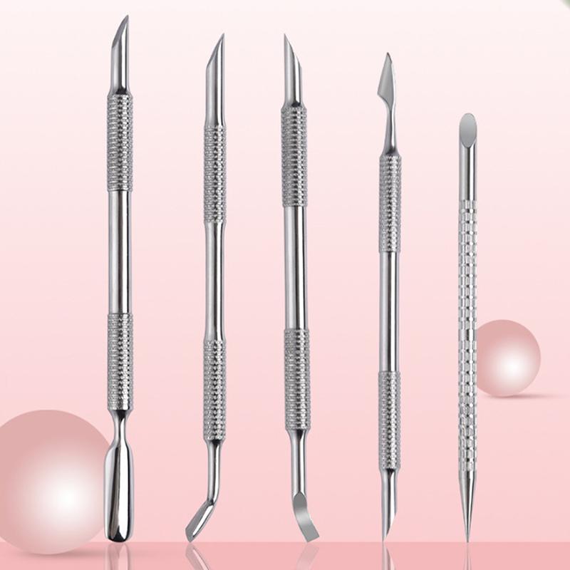 1Pcs Nail Art Dual End Stainless Steel Cuticle Pusher Spoon Dead Skin Removal