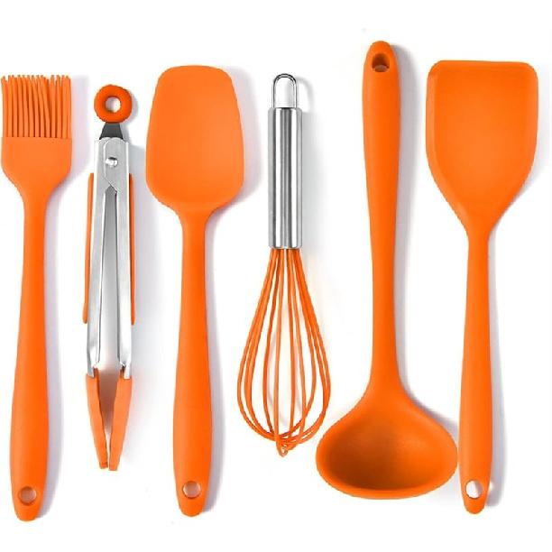 

Silicone Cooking Utensils 6pcs/Set Non-Stick Spatula Kitchen Tools Orange оранжевый