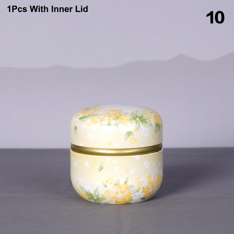 Tea Caddy Tea Box Containers Candle Cans Coffee Candy Snacks Sealed Iron Jars Floral Pattern Small Portable Storage Boxes