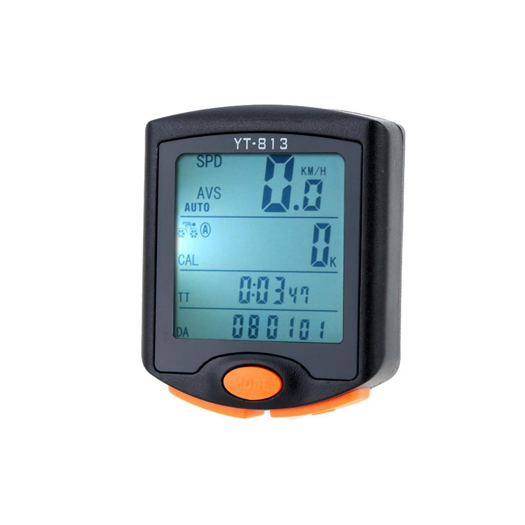 Wireless Bike Bicycle Cycle Digital Computer Odometer Speedometer Stopwatch Thermometer Night Light Backlight Backlit