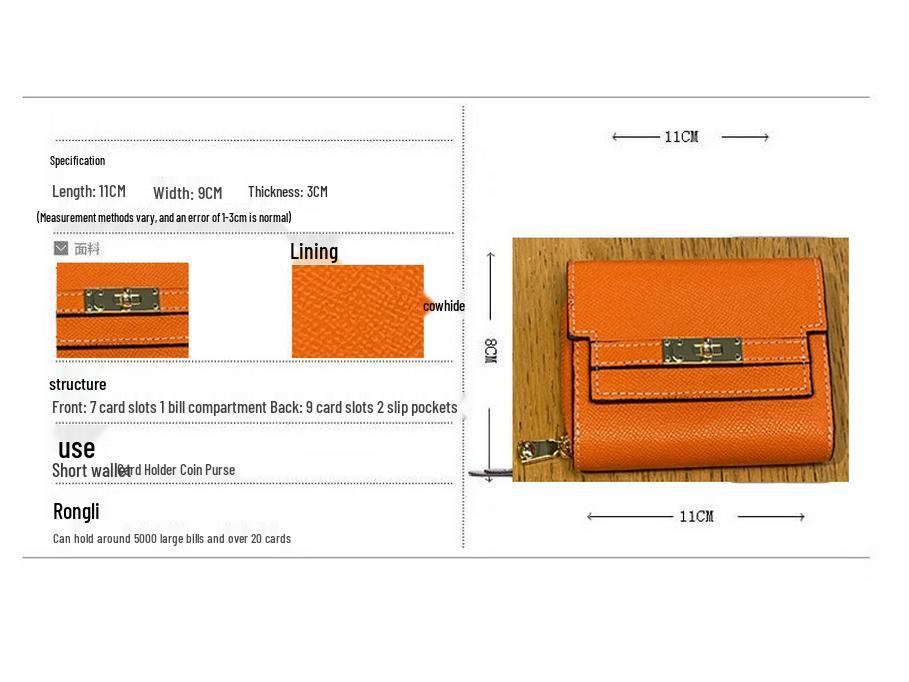 2025 Stilren Damplånbok i Kort Äkta Läder - Stor Kapacitet Multi-Kort Nötskinn Myntfack