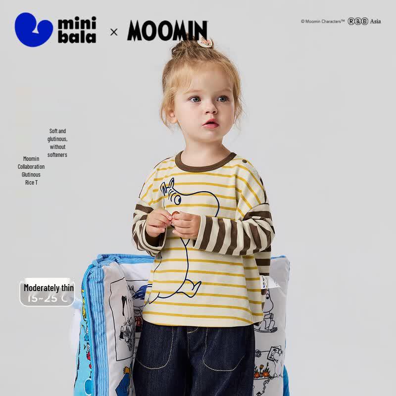Minibala Moomin Girls  Pure Cotton Brushed Striped Long-Sleeve T-Shirt 80