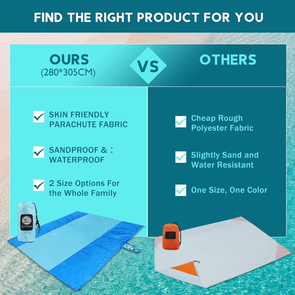 Beach Blanket Sandproof 280*305cm Waterproof Beach Mat Lightweight Picnic Blanket for Travel Hiking Accessories Beach Mattress