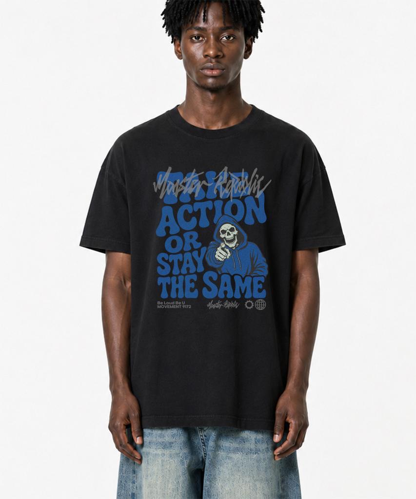 MONSTER REPUBLIC Take Action Blue T-Shirt Black_9172