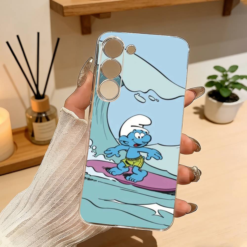 C-Cute and fun S-Smurfs Phone Case For Samsung Galaxy A71,A70,A52,A51,A40,A30 Transparent Cover