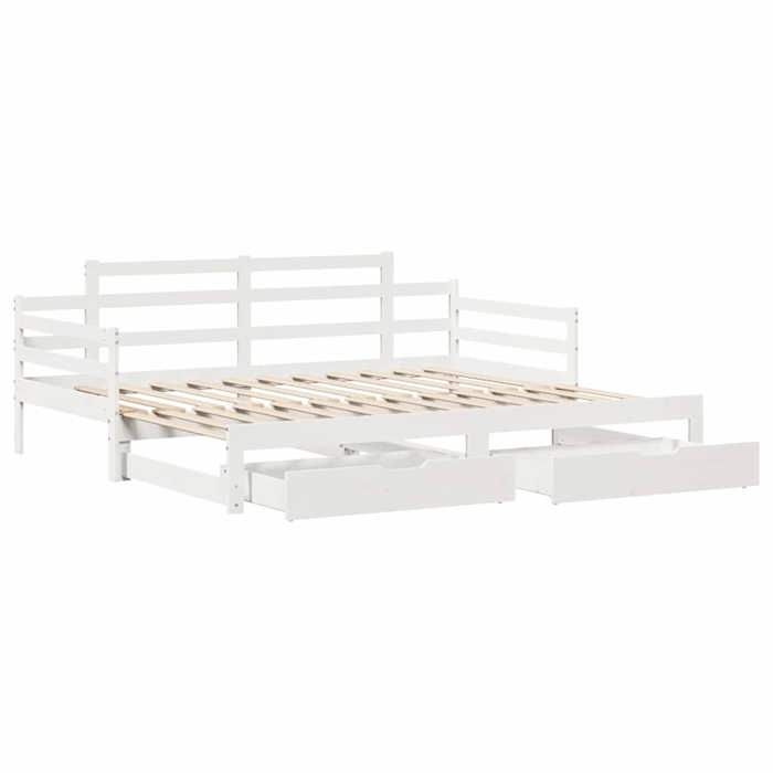 VidaXL Daybed and Trundle Bed and Drawers 90x200 Cm Solid Pine Wood, Sofa Bed, Guest Bed, Wooden Daybed, Bed 3302238