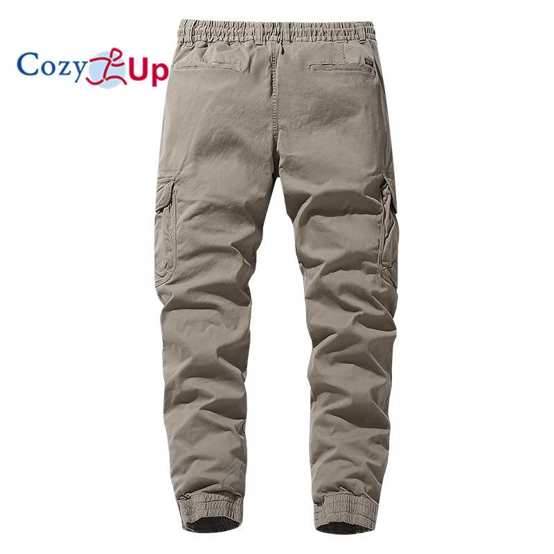 Cozy Up Men's Casual Cargo Pants Joggers Hiking Sweatpants Stretch Elastic Waist Work Pants with 6 Pockets