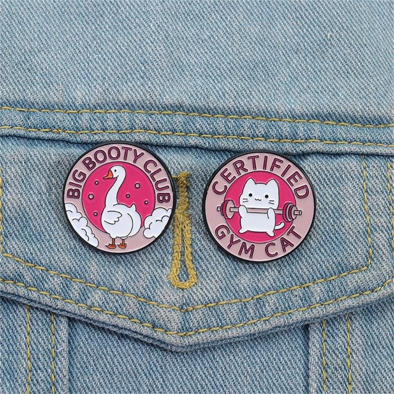 Amusing Weightlifting Animal Enamel Brooch Sturdy Alloy Sporty Accessory Gift