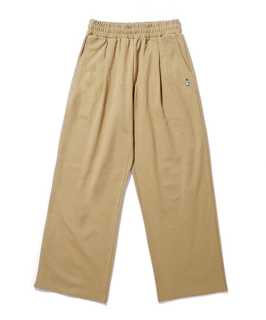 GAKKAI UNIONS One-Pleat Wide Sweatpants Beige