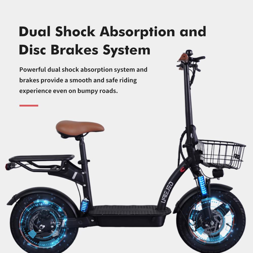 GELEIPU C14 Foldable Electric Scooter 500W Motor  48V17.5Ah Battery 14 * 2.5"  Inflatable Tires 32km/h Max Speed 100km Max Range