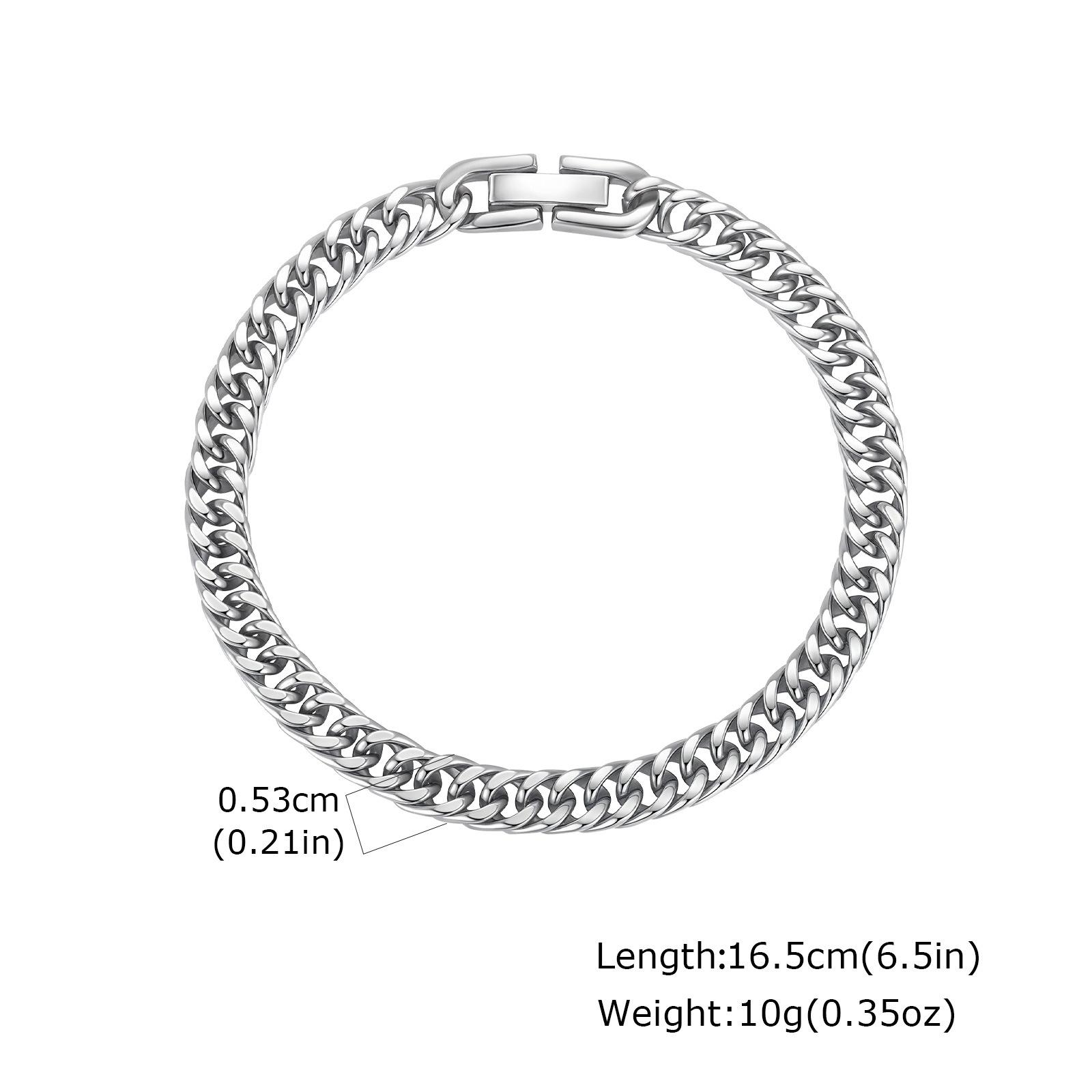 Stainless Steel Cross-Border Punk Hip-Hop Bracelet Gold Plated Double Braided Chain Cuban Link Chain Jewelry