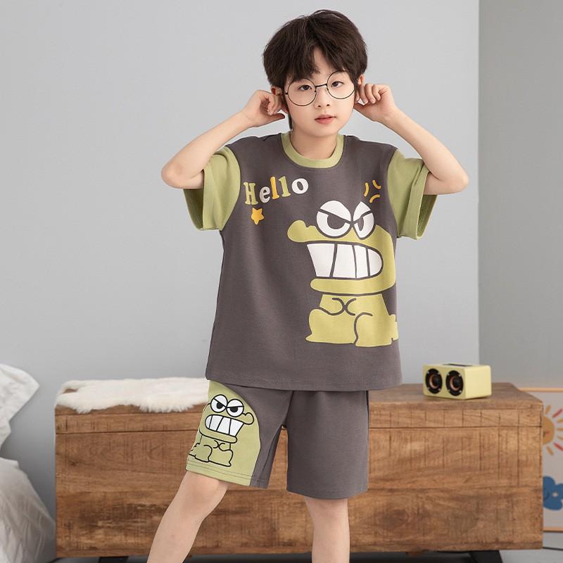 Boys Cotton Short Sleeve Pajama Set Lightweight Cartoon Sleepwear Kids 8 Years