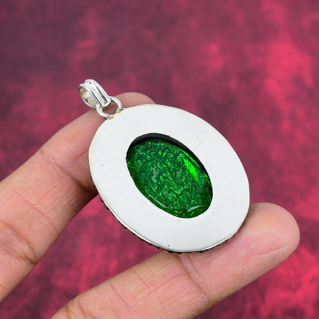 Green Triplet Opal Jewelry, 925 Solid Sterling Silver Pendant, Lovely Jewelry Wedding Gift ,Handmade Gemstone Jewelry Gift For Love